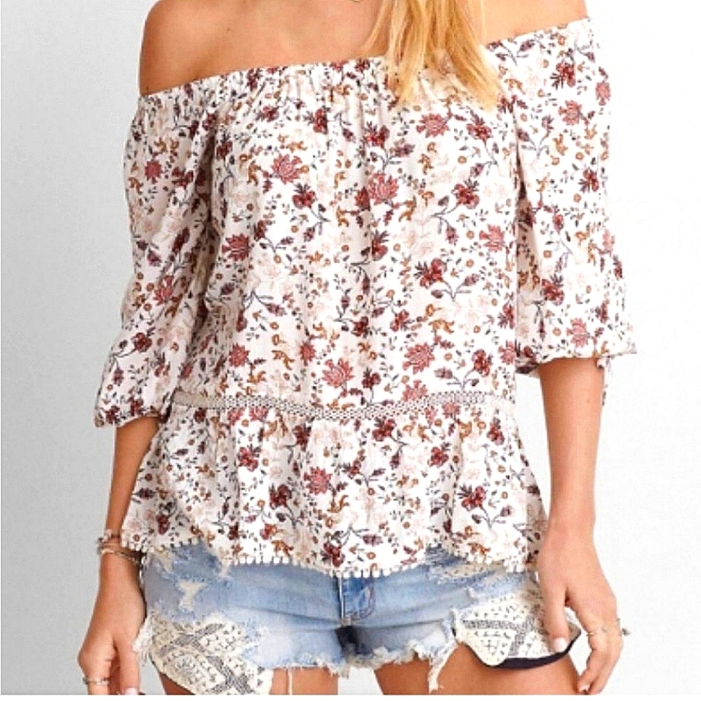 ♡ American Eagle Off-Shoulder Blouse ~ Square Neck Blouse